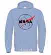Men`s hoodie Nasa logo outline sky-blue фото