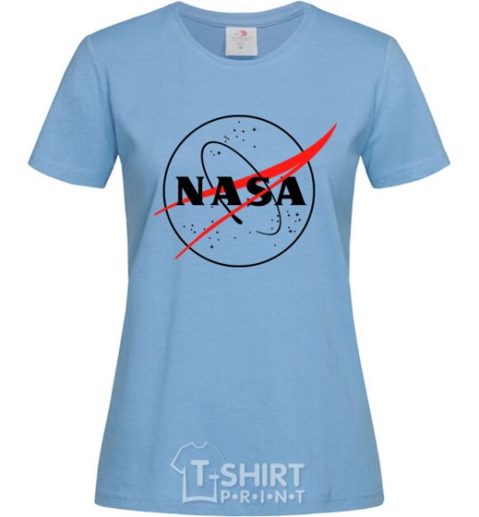 Women's T-shirt Nasa logo outline sky-blue фото