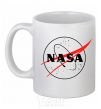 Чашка керамическая Nasa logo контур Белый фото