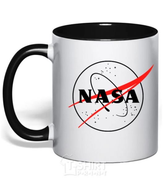 Mug with a colored handle Nasa logo outline black фото