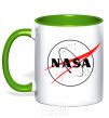 Mug with a colored handle Nasa logo outline kelly-green фото