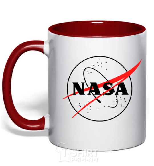 Mug with a colored handle Nasa logo outline red фото