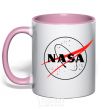 Mug with a colored handle Nasa logo outline light-pink фото