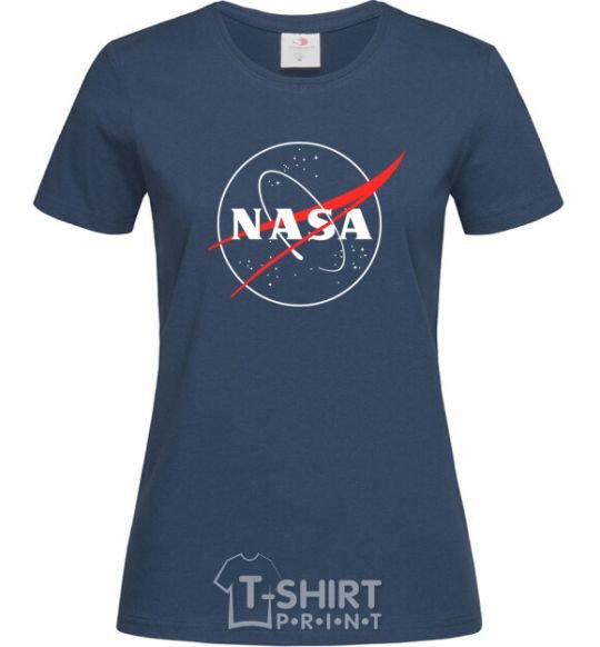 Women's T-shirt Nasa logo outline navy-blue фото