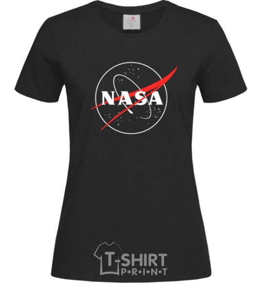 Women's T-shirt Nasa logo outline black фото