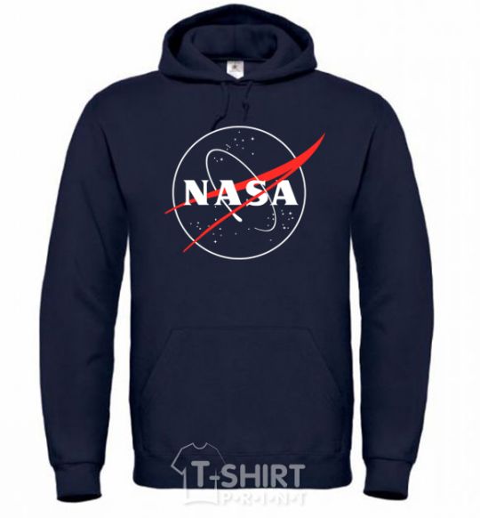 Men`s hoodie Nasa logo outline navy-blue фото