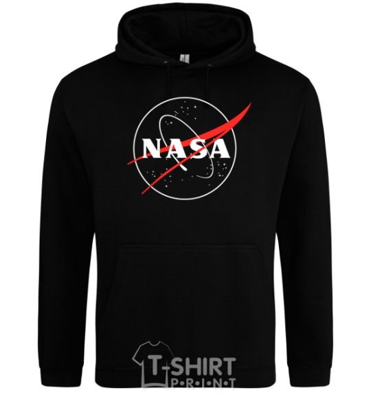 Мужская толстовка (худи) Nasa logo контур Черный фото