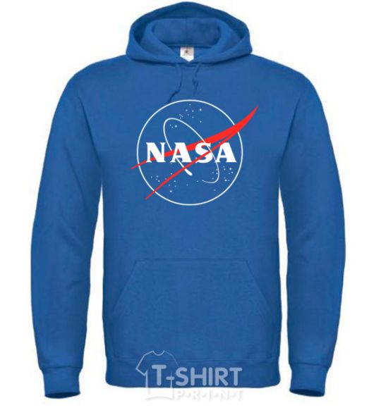 Мужская толстовка (худи) Nasa logo контур Сине-зеленый фото