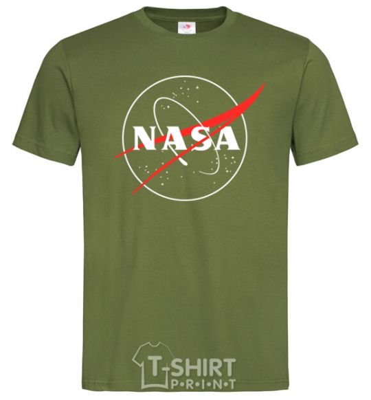 Men's T-Shirt Nasa logo outline millennial-khaki фото