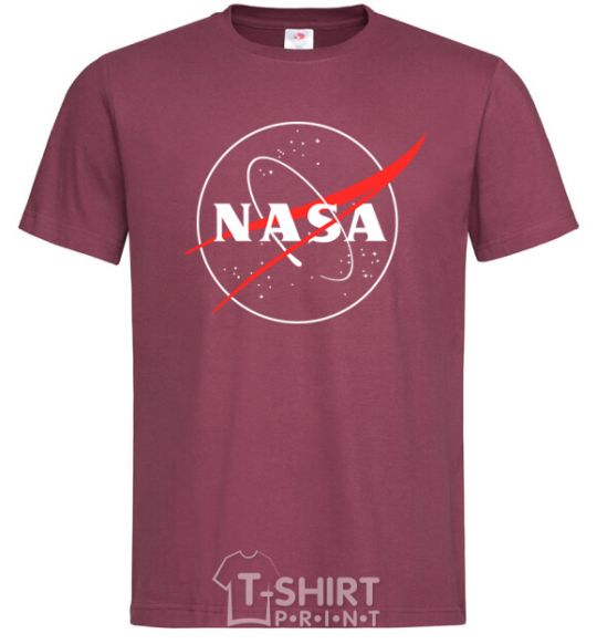 Men's T-Shirt Nasa logo outline burgundy фото