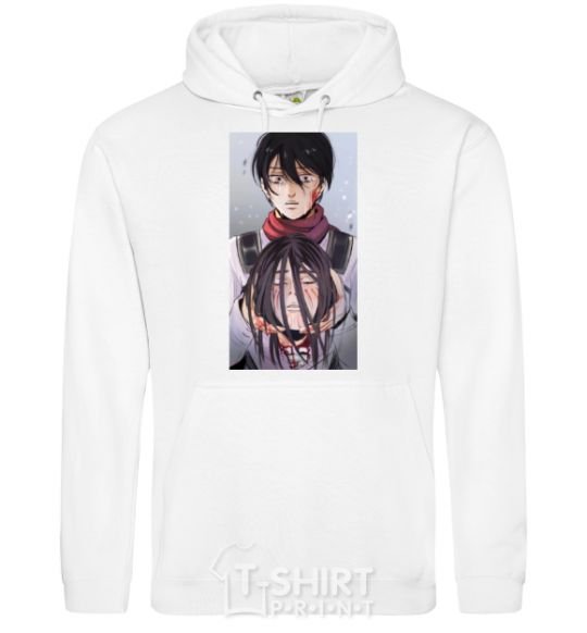 Men`s hoodie Attack of the titans art White фото