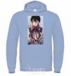 Men`s hoodie Attack of the titans art sky-blue фото