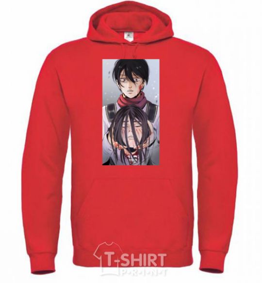 Men`s hoodie Attack of the titans art bright-red фото