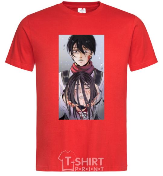 Men's T-Shirt Attack of the titans art red фото