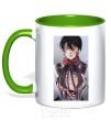 Mug with a colored handle Attack of the titans art kelly-green фото