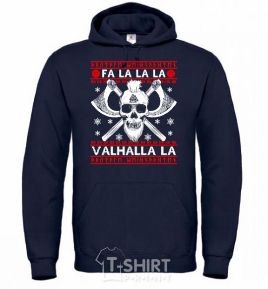 Men`s hoodie Fa la la la valhalla la navy-blue фото