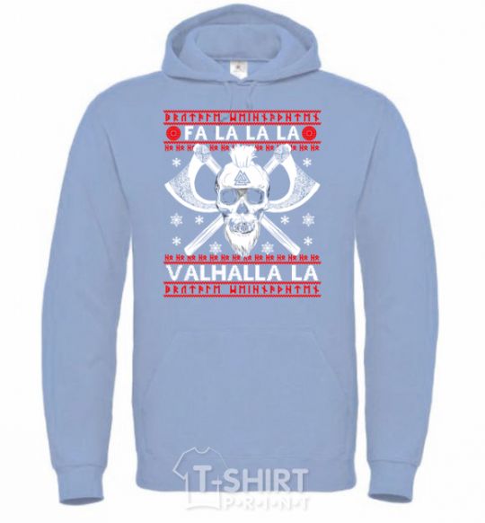 Men`s hoodie Fa la la la valhalla la sky-blue фото