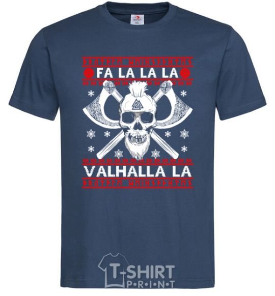 Мужская футболка Fa la la la valhalla la Темно-синий фото