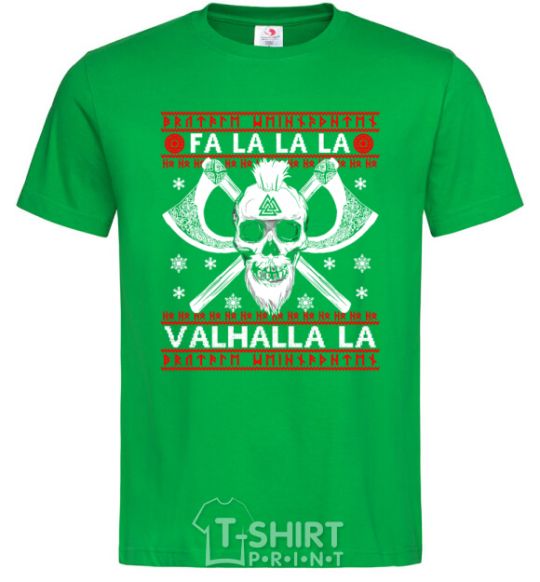 Мужская футболка Fa la la la valhalla la Зеленый фото