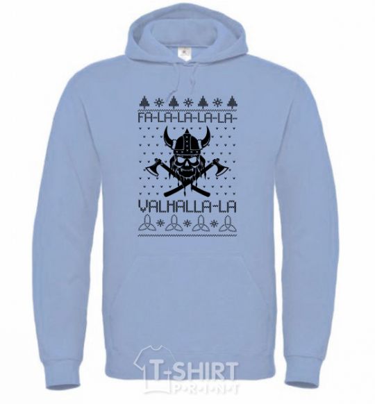 Men`s hoodie Valhalla la viking sky-blue фото