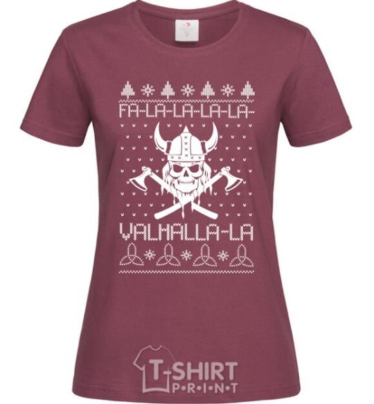 Women's T-shirt Valhalla la viking burgundy фото