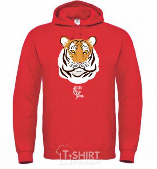 Men`s hoodie Тигр happy new year bright-red фото