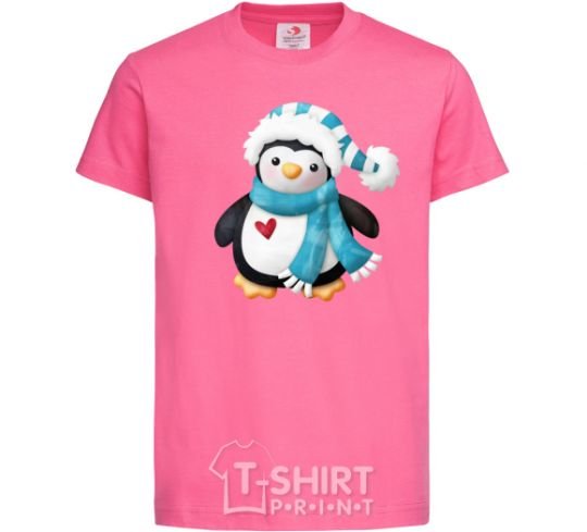 Kids T-shirt A penguin in a scarf heliconia фото