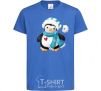 Kids T-shirt A penguin in a scarf royal-blue фото