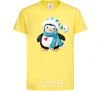 Kids T-shirt A penguin in a scarf cornsilk фото