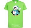 Kids T-shirt A penguin in a scarf orchid-green фото