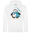 Men`s hoodie A penguin in a scarf White фото