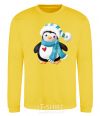 Sweatshirt A penguin in a scarf yellow фото