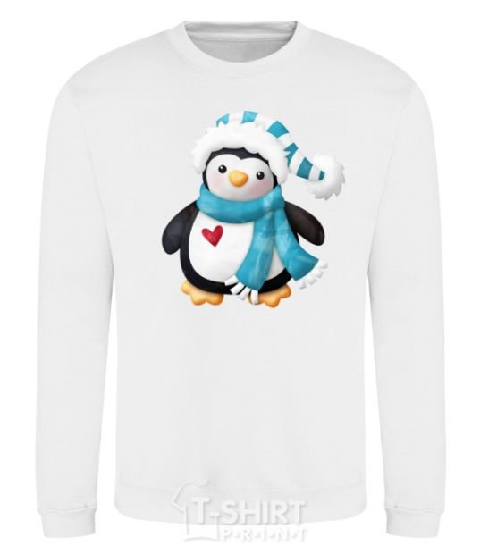 Sweatshirt A penguin in a scarf White фото