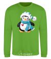 Sweatshirt A penguin in a scarf orchid-green фото