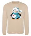 Sweatshirt A penguin in a scarf sand фото