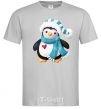 Men's T-Shirt A penguin in a scarf grey фото