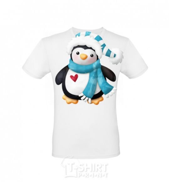 Men's T-Shirt A penguin in a scarf White фото