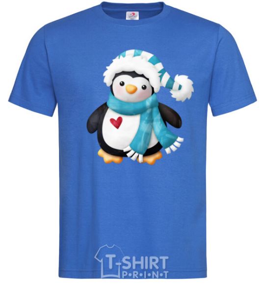 Men's T-Shirt A penguin in a scarf royal-blue фото