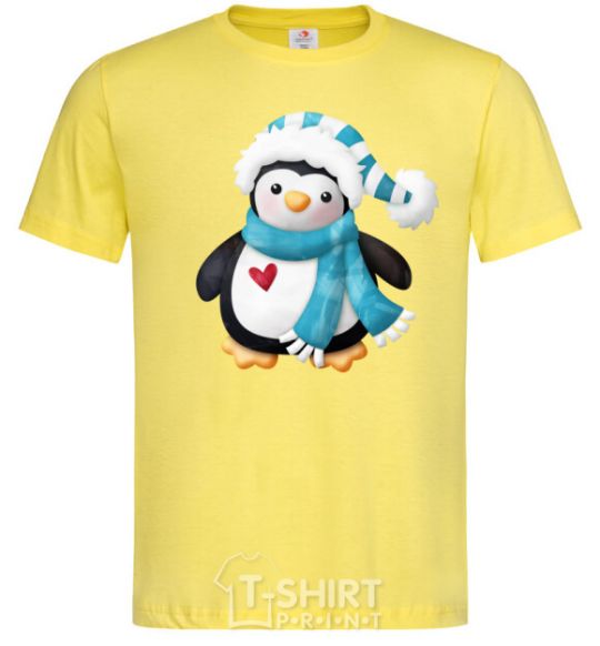 Men's T-Shirt A penguin in a scarf cornsilk фото