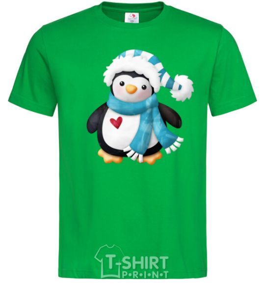 Men's T-Shirt A penguin in a scarf kelly-green фото