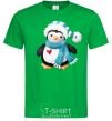 Men's T-Shirt A penguin in a scarf kelly-green фото