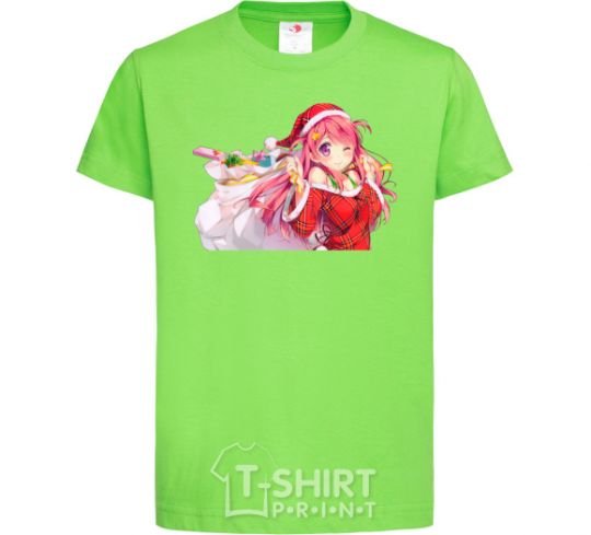 Детская футболка Аниме девушка санта Лаймовый фото