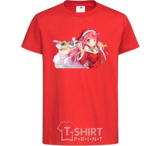 Детская футболка Аниме девушка санта Красный фото