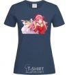 Women's T-shirt Anime girl santa navy-blue фото