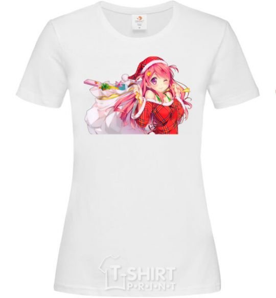 Women's T-shirt Anime girl santa White фото
