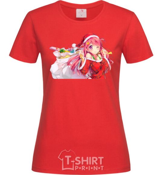 Women's T-shirt Anime girl santa red фото