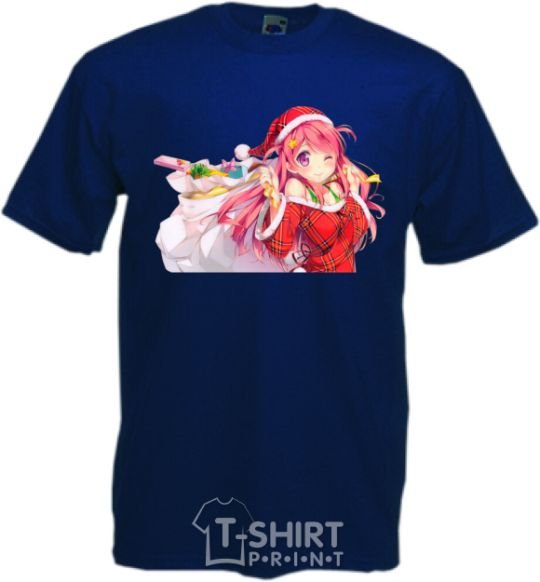 Men's T-Shirt Anime girl santa navy фото