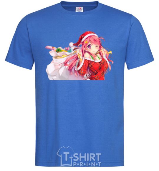 Men's T-Shirt Anime girl santa royal-blue фото