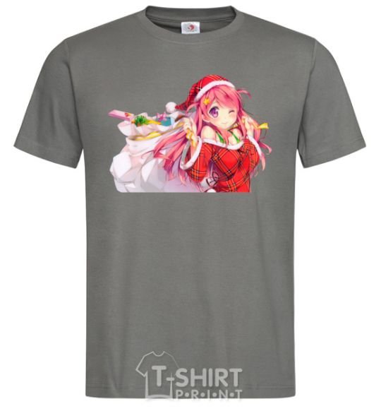 Men's T-Shirt Anime girl santa dark-grey фото