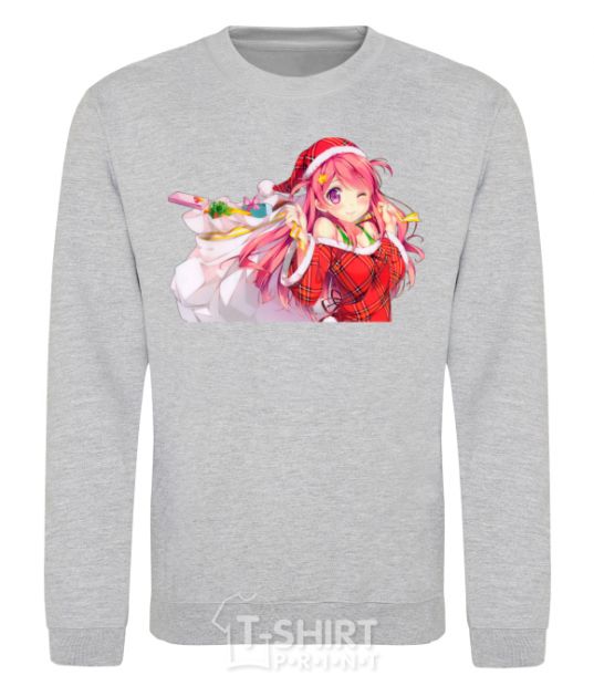Sweatshirt Anime girl santa sport-grey фото